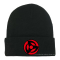 rubber badge patch Jacquard knit winter hat